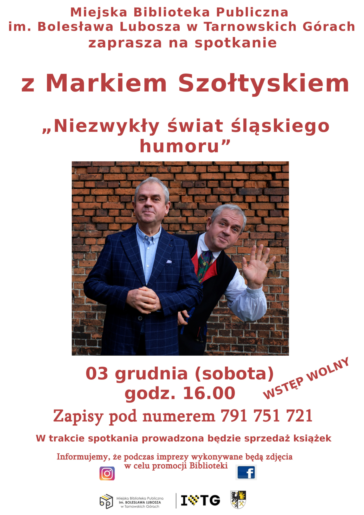 Spotkanie z Markiem Szołtyskiem 03.12.22 r. - plakat