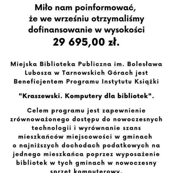 Program Instytutu Książki “Kraszewski. Komputery dla bibliotek”