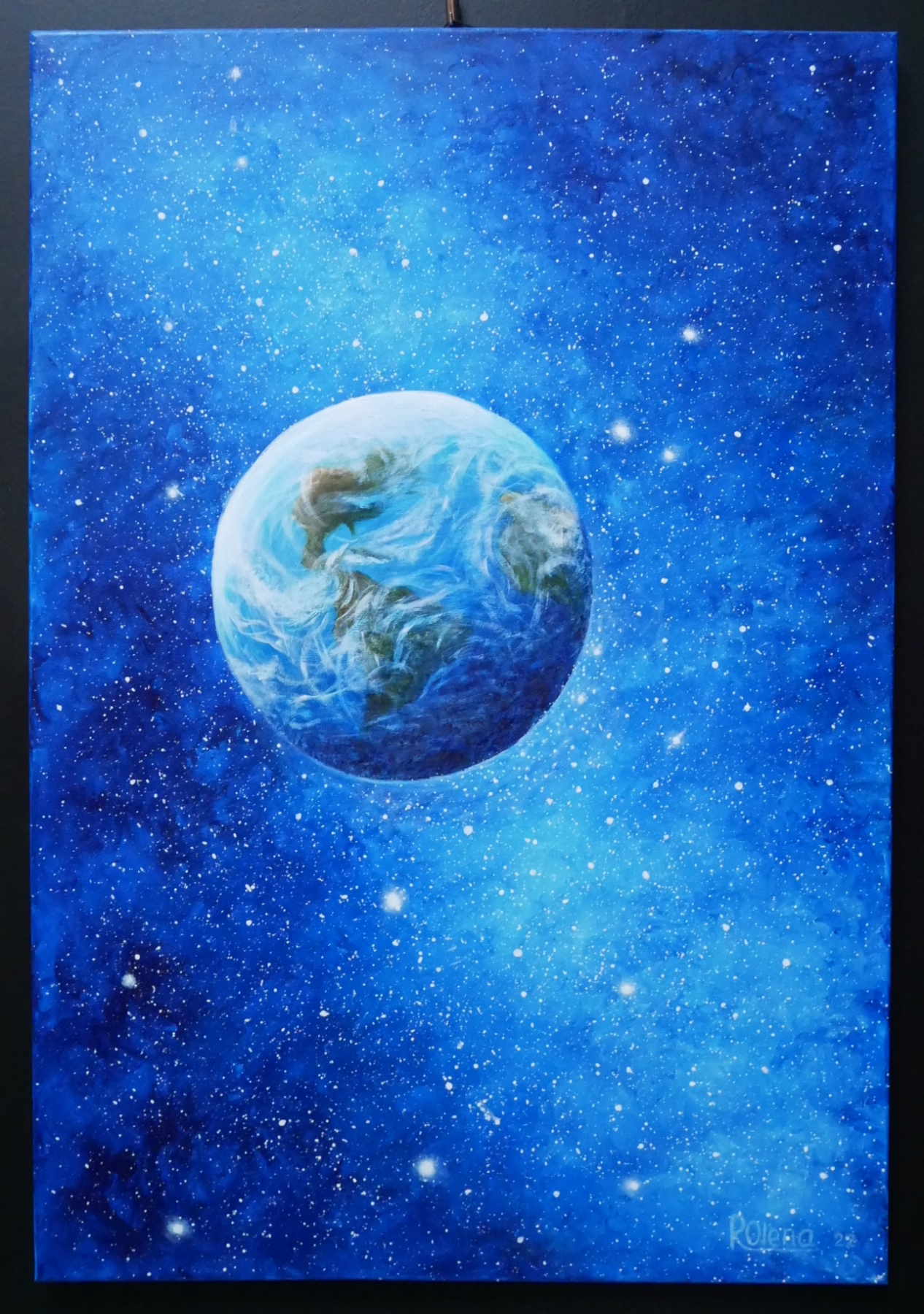 Obraz Oleny Radczenko przedstawiający Ziemię widzianą z kosmosu