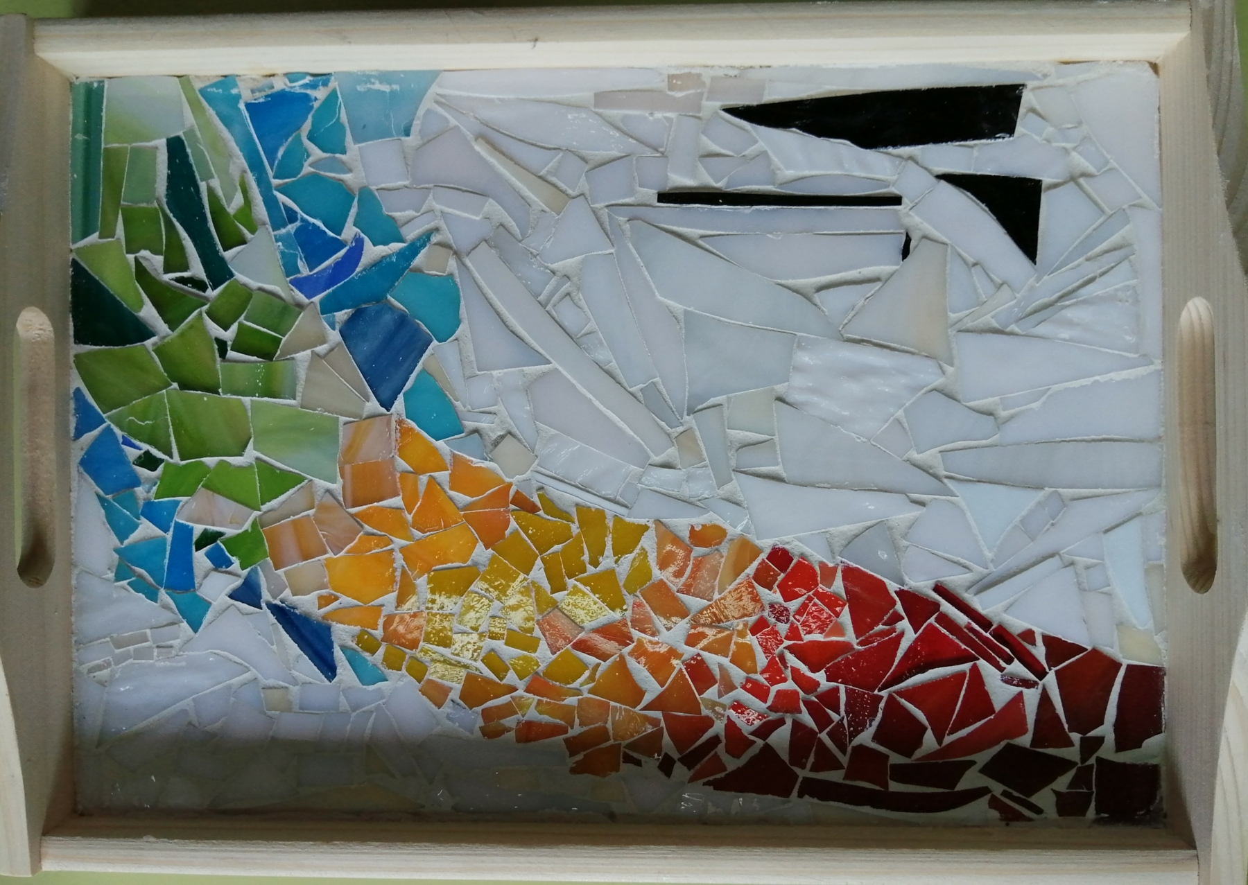 Mozaikowa taca wykonana na zajęciach