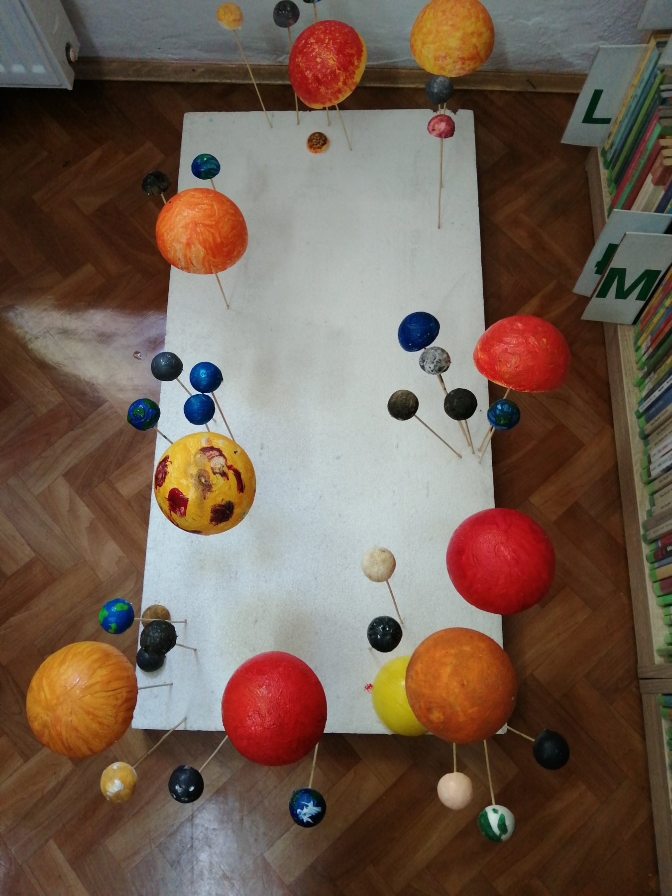 Dzieci wykonują model układu słonecznego
